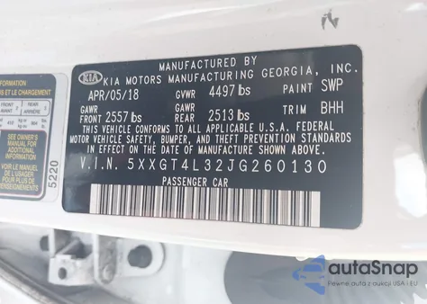 2018 Kia Optima Lx из США, поврежденный, VIN 5XXGT4L32JG260130